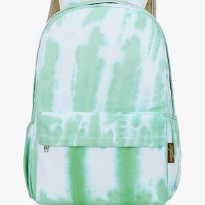 Mint Tie-Dye Backpack with Front Pocket